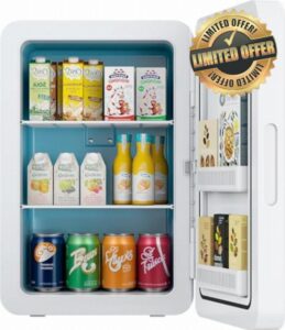 Mini Fridge 22L/30 Cans Portable Cooler & Warmer Mini Fridge for Bedrooms with Adjustable Shelves