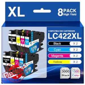 LC422XL LC422 XL Ink Cartridges Multipack Replacement for Brother LC 422XL LC-422VAL for MFC-J5340DW MFC-J5345DW MFC-J5740DW MFC-J6540DW MFC-J6940DW Printer (8 Pack)