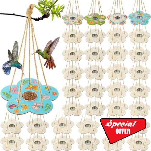 DoubleFill Bird Feeder Craft Kits for Kids Ages 3-8 DIY Wooden Bird Feeder to Build Arts and Crafts for Kids DIY Your Own Unfinished Wooden Ornaments Painting Kits Outdoor Party Favor Gift (24 Pack)