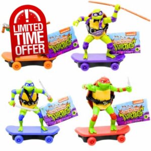 Teenage Mutant Ninja Turtles Sewer Shredders Pull Back 6" 15cm Racers on Skateboards - Set of 4 - Michaelangelo