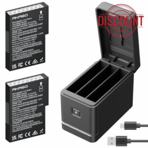 AKASO 2 x 1350mAh Rechargeable Cold-Resistant Battery with 3-Channel Charger Case for AKASO 360 Camera