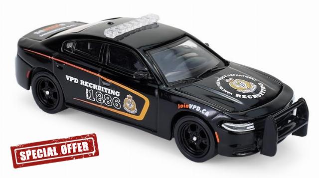 Greenlight Collectibles 43065-C | 1:64 Hot Pursuit - Canada Special Edition - 2018 Dodge Charger - Vancouver Recruitme