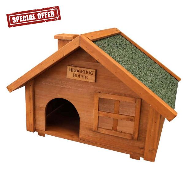 Premium Hedgehog House – Double-Chamber Wooden Hedgehog Shelter for Nesting