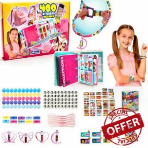 Aiceenza Sticky Rolls Bracelet Maker Kit with 400PCS Stickers Create Unique Friendship Bracelets Fun Jewelry Making Kits for Girls
