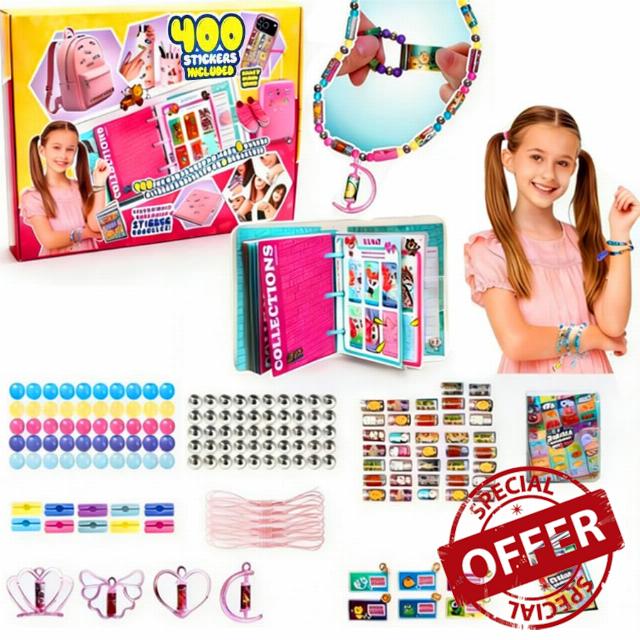 Aiceenza Sticky Rolls Bracelet Maker Kit with 400PCS Stickers Create Unique Friendship Bracelets Fun Jewelry Making Kits for Girls