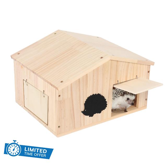 BTSAE Wooden Hedgehog House with Pitched Roof