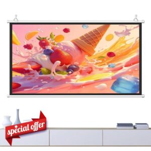 Projector Screen 60" 72" Pull-Down Movie Screen 4:3 16:9 4K Full 3D Indoor Portable Projection Screen Easy To Wall Mounting For Bed Room Office Presentations(72inch(4:3))