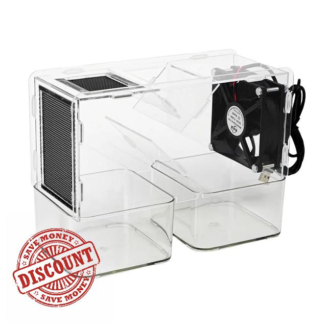 Bird Seed Cleaner Grain Cleaning Winnower Machine Bird Feed Blown Shell Splitter with 2 Independent Granaries Adjustable Speed Fan Transparent Acrylic Design Easy Disassemble Wash for Millet Rice