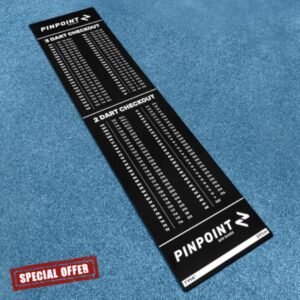 PINPOINT Darts Checkout Mat | Official Throw-Line & 2-/3-Dart Checkout Chart – Premium Polyester Surface with Non-Slip Rubber Base – Full-Length Floor Mat 240 × 60 cm for Home