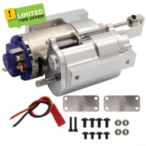 Metal RC Gearbox Assembly for RC Car with 370 Brushed Motor Replacement 2 Speed Transmission for RC Vehicles Compatible with WPL MN D90 91 96 98 99S(Sliver)