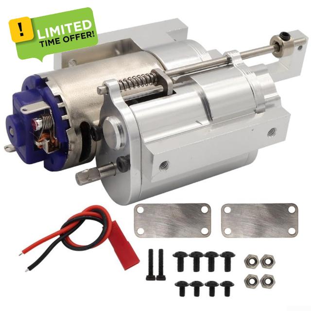 Metal RC Gearbox Assembly for RC Car with 370 Brushed Motor Replacement 2 Speed Transmission for RC Vehicles Compatible with WPL MN D90 91 96 98 99S(Sliver)