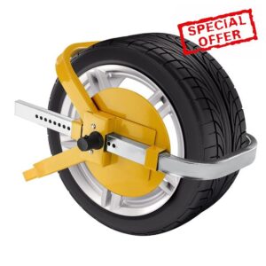 Heavy Duty Truck Wheel Lock 13-15 Inch Universal Semi Trailer Tire Claw Lock with Safety Lock and 2 Keys Hardened Locks