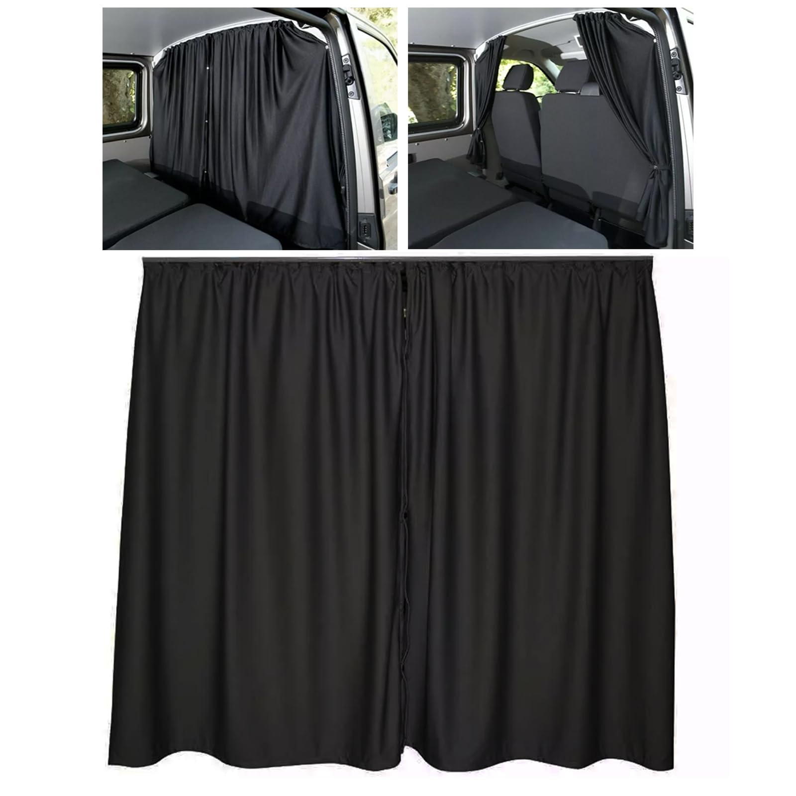 Black or Grey Blackout Cab Divider Separator Curtain with Fittings For VAUXHALL MOVANO ALL TYPES MODEL (2 curtains 1.8 m drop come with 2 rails 2 x 80cm
