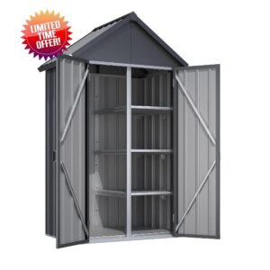 YODOLLA Tall Outdoor Garden Storage Cabinet with Double Door & 4 Adjustable Shelves