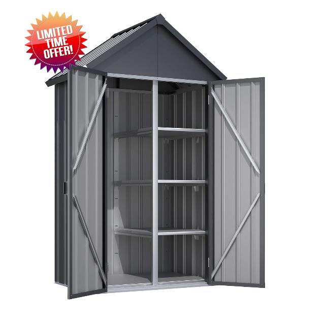 YODOLLA Tall Outdoor Garden Storage Cabinet with Double Door & 4 Adjustable Shelves