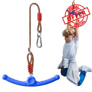Ninja Swing-Twister 360° Spin Handle: Kids Slackline Accessories & Swing Attachment - Activate Ninja Powers with Epic Twist-Spin Flips! (Blue - Backyard/Playground Hang Toy) (Blue)