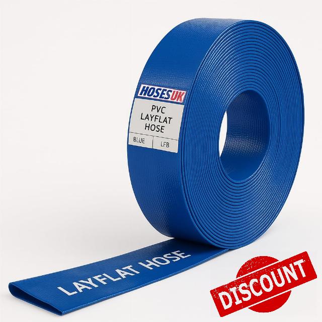 10 Metre (32.8ft) x 76mm (3") Heavy Duty Layflat Water Discharge Hose – Reinforced PVC Flat Hose for Pumps