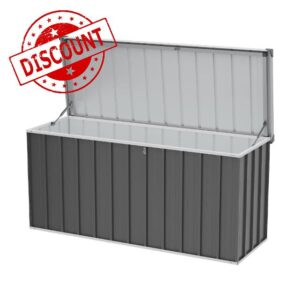 DKIEI 600L Metal Garden Storage Box with Password Padlock | Lockable Large Outdoor Storage Box Waterproof