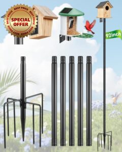 Smart Bird Feeder Pole Stand - 92 Inch Birdhouse Pole Heavy Duty Mounting Kits with 7 Prolong Base for Outdoor Adjustable Bird Feeding Station for WildBird Watching