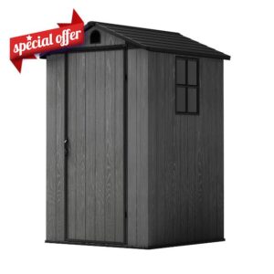 4x4ft Outdoor Storage Shed with Floor & 2 Windows