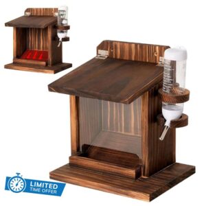 Miyanvuo Squirrel Feeders for Outdoors - Garden Chipmunk Feeding Station with Water Bottle