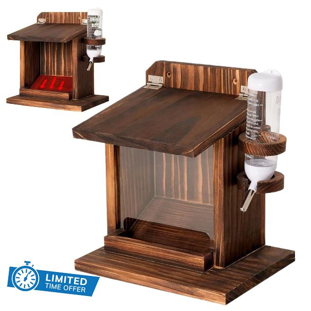 Miyanvuo Squirrel Feeders for Outdoors - Garden Chipmunk Feeding Station with Water Bottle