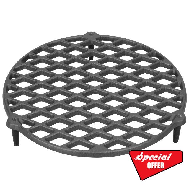 WELL GRILL Round Cast Iron Cooking Grate with 3 Legs for 12 QT Dutch Oven Accessories
