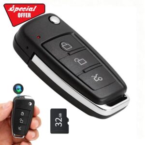 RUDTAR Spy Camera Mini Cam No WiFi Needed 1080P FHD Nanny Cam Hidden Camera Car Key with 32GB SD Card Motion Detection Night Vision Small Camera Spy for Home Outdoo