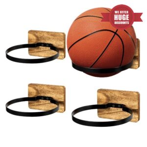4Pcs Ball Storage Holder Wall Mount Basketball Rack Display Holder Black Metal Ball Storage Rack for Home & School Sports Gear