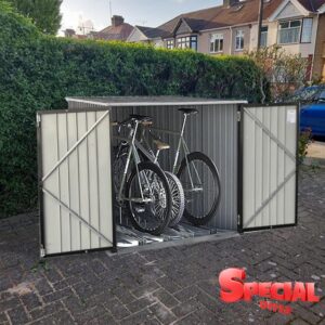 Galvanized Steel Bike Shed with Removable Gravity Locking Racks