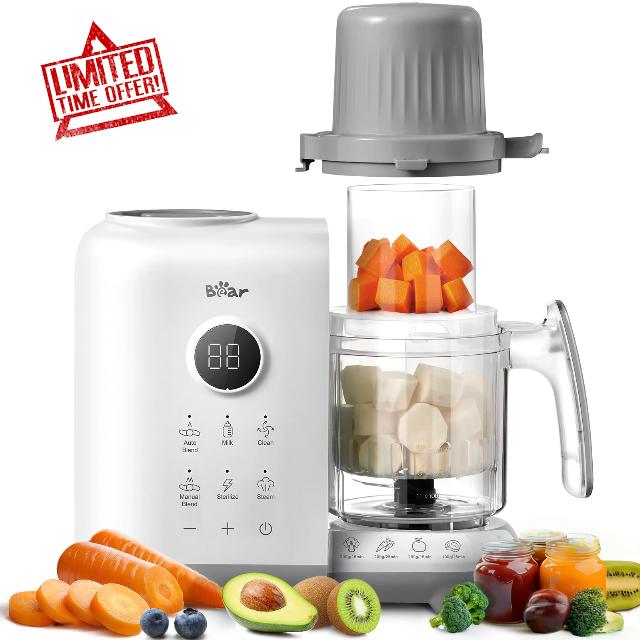 Bear Baby Food Blender with 18.5oz Dual-Layer Steam Baskets