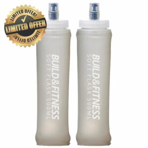 Build & Fitness Soft Water Bottle 2 Pack - 500ml / 350ml. Collapsible Soft Flask