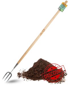 Growers Own Stainless Steel Long Handled Garden Fork with Durable Ash Wood Handle – Heavy Duty Digging Fork for Soil Aeration & Cultivation. Soil Turning Tool for Beginners & Professional Growers