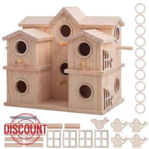 Wooden Multi-Chamber Birdhouse