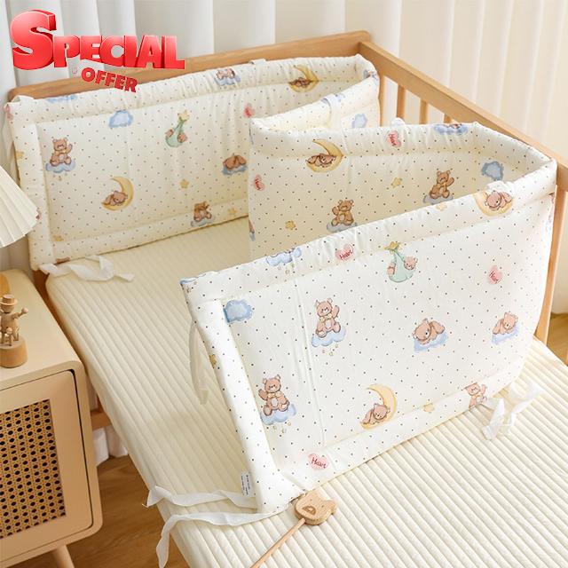 Breathable Cot Bumper and Toddler Bed Guard Set - Soft Padded Side Protectors for Baby Cot Bed