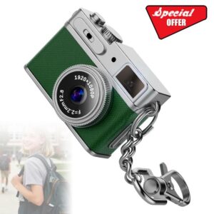 Retro Tiny Camera Keychain 130 Degree Wide Angles 1080P Video Recorder with Keychain Clip for Students