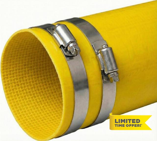 30 Metre (98.4ft) x 51mm (2") Lay Flat Hose Pipe + Hose Clips Yellow           [Energy Class A+]
