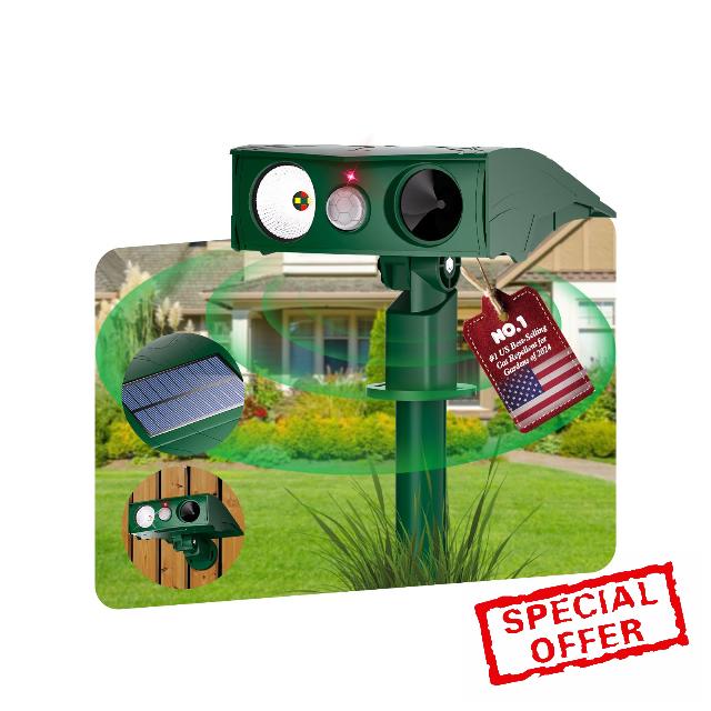 New 3.0 Cat Repellent for Gardens uk【20000Hz Smart Variable Frequency Sonic Wave - Industry NO. 1】【Solar Closed-Loop System - High-Efficiency Battery Energy Storage】Suitable for Repelling Cats