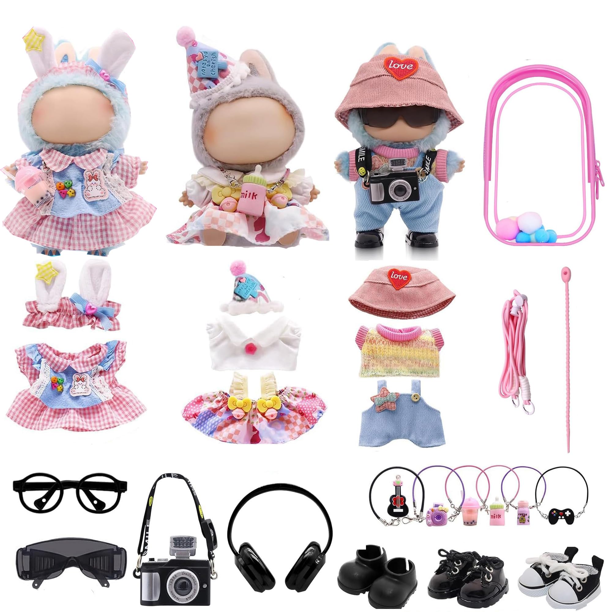 Compatible Labubu Clothes and Accessories Set Designed for Doll Clothes