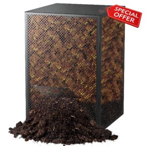 Compost Bin Outdoor - Large 93 Gallon Metal Perforated Sheet Compost Bucket with Rust-Proof Coating