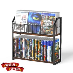 TJ.MOREE 2 Tier 56 Capacity DVD Rack/Storage/Holder and Vinyl Record Storage