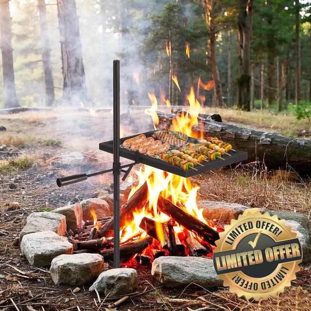 Adjustable Swivel Fire Pit BBQ Grill