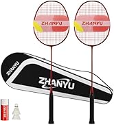 Badminton Rackets,Badminton Racket Set,82 Gram Lightweight Carbon Fiber One-Piece Molded Durable ...