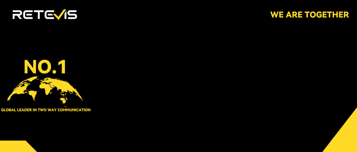 Marketing image with 'RETEVIS' logo and text 'WE ARE TOGETHER'. Features a yellow and black color scheme with a globe icon labeled 'NO.1'.