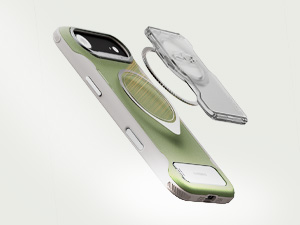 Text reads 'PORTRAIT MODE' and 'LANDSCAPE MODE' with '65° FIXED-ANGLE BRACKET'. Shows smartphone stand in two positions with angle measurement.