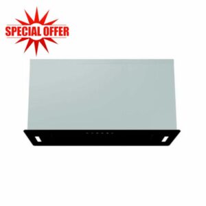 Cookology Essentials AEHCAN75BG Canopy Extractor Hood 75cm - Black Glass Integrated Cooker Hood - 3 Speeds - Touch Controls - 473 m3/hr Air Flow - 2 LED Lights - Energy Rating B - 2 Grease Filters