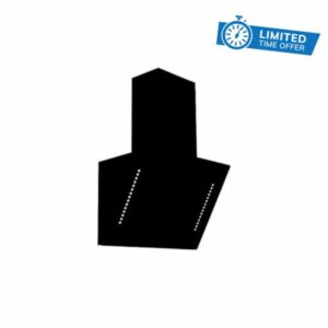 Cookology Essentials AEHRUN60BK Extractor Hood 60cm - Angled Chimney Cooker Hood Wall Mounted - White LED Strip Lighting - 3 Speeds - Touch Controls - 371.5 m3/hr Air Flow - Grease Filter - Black