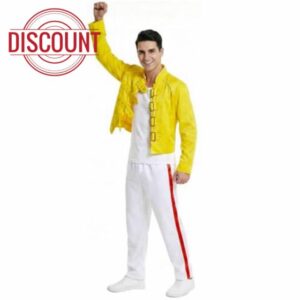 80s Rock Queen Costume for Men Retro 1980s Fancy Dress Outfit Classic Rock Star Look Halloween Costume for Men Music Party Festival Stage Show Music Ico