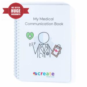 Medical Communication Book with 62 removable visual symbol picture cards to support communication for autism