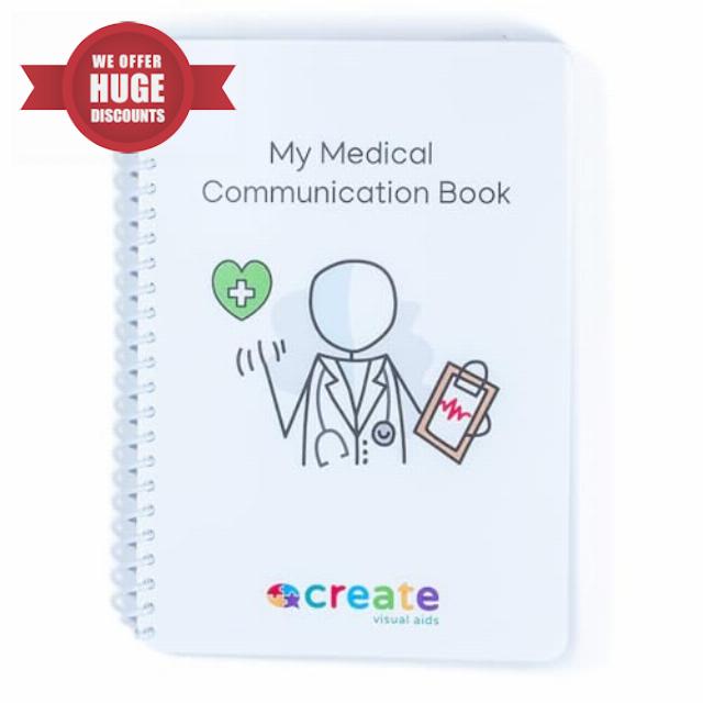 Medical Communication Book with 62 removable visual symbol picture cards to support communication for autism